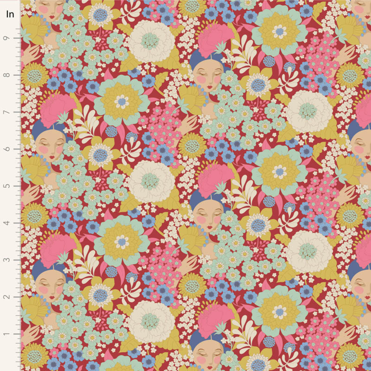 Tilda Patchwork Stoff Baumwolle - Wallflower - Burgundy